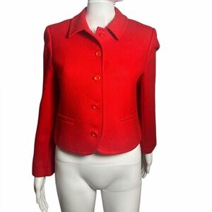 Pendleton Vibrant Red Women's Blazer Cropped Buttoned 8P